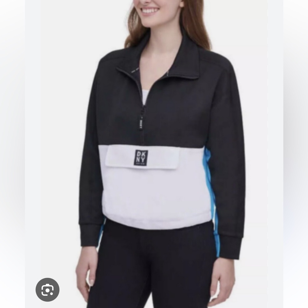 DKNY Women's Black, White, and Blue Sweatshirt NWT